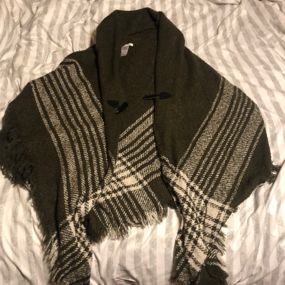 Army Green and Off White Poncho